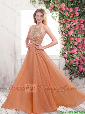 Pretty 2016 Empire Halter Top Prom Dresses with Brush Train