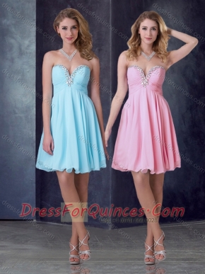 Exclusive Empire Chiffon Short Prom Dress with Beading and Ruching