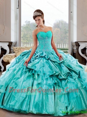 Elegant Sweetheart 2015 Quinceanera Gown with Appliques and Pick Ups