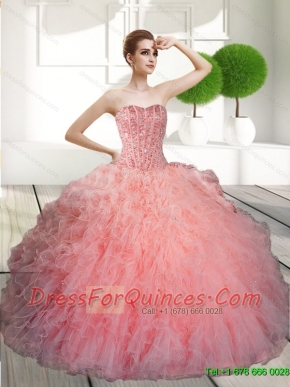 Decent Ball Gown Beading and Ruffles Quinceanera Dresses for 2015