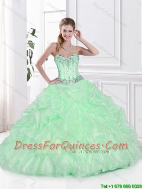 Hot Sale 2016 Beaded Sweet 16 Gowns in Yellow Green