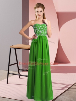 Discount Floor Length Empire Sleeveless Green Dress for Prom Lace Up
