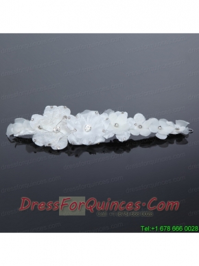2014 Cheap White Lace Beading Hair Flower
