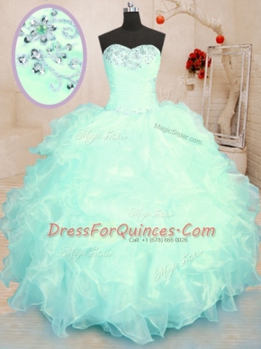 Traditional Sleeveless Beading and Ruffles Lace Up Sweet 16 Quinceanera Dress