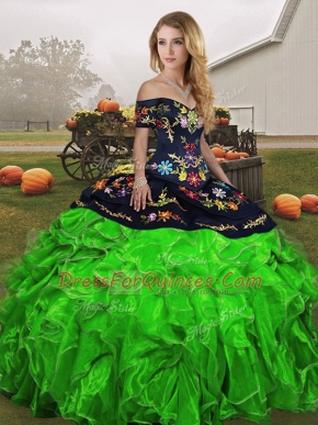 Floor Length Ball Gowns Sleeveless Green Vestidos de Quinceanera Lace Up