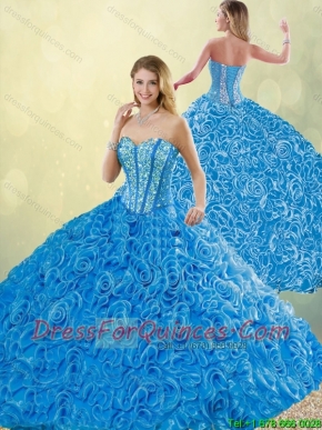 New Style Blue Detachable Quinceanera Dresses with Brush Train for 2016