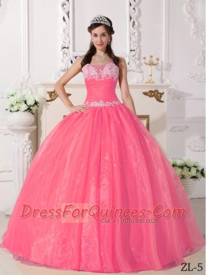 Lovely Watermelon Ball Gown Strapless Floor-length 2014 Spring Quinceanera Dresses