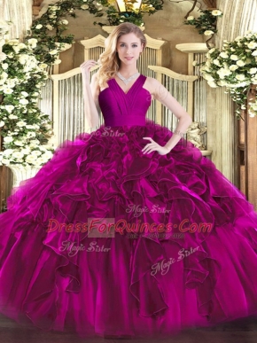 Sleeveless Zipper Floor Length Ruffles Quinceanera Dresses