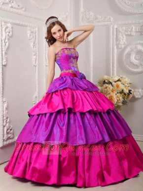 Multi-color Ball Gown Strapless Floor-length Taffeta Appliques For Sweet 16 Dresses