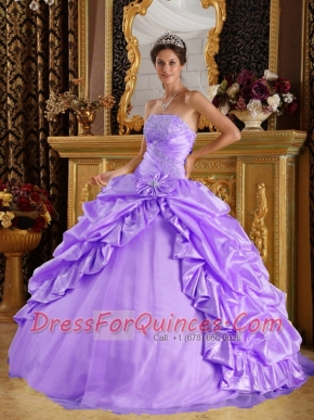 Lavender Ball Gown 15th Birthday Dresses  Taffeta and Tulle Beading