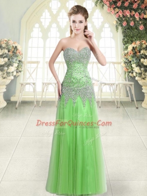 Sleeveless Floor Length Beading Zipper Prom Dress with