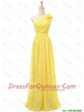 Cheap 2016 Spring Affordable Empire One Shoulder Prom Dresses with Belt