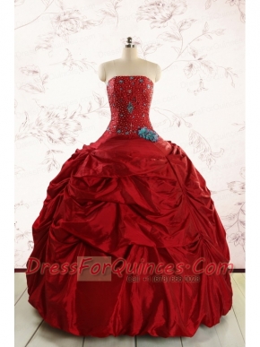 2015 Cheap Strapless Quinceanera Dresses with Beading
