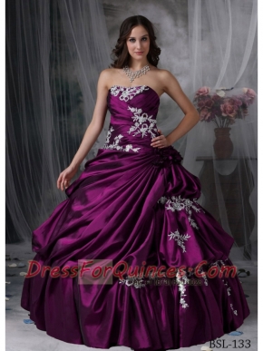 Appliques Fitted Strapless Ball Gown Beautiful Quinceanera Dress 2014