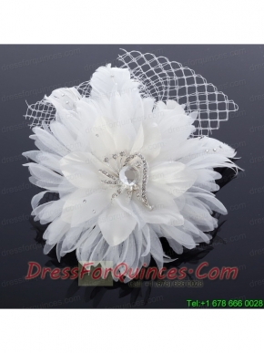 Elegant White Taffeta/Tulle Wedding Fascinators Hair Flower