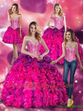 Elegant Multi Color Quinceanera Dresses with Beading and Ruffles