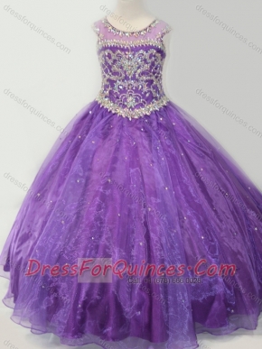 Latest Open Back Beaded Bodice Mini Quinceanera Dress in Purple