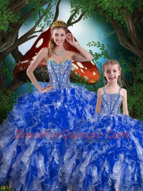 Organza Sleeveless Floor Length Quince Ball Gowns and Beading and Ruffles