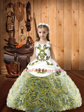 Floor Length Ball Gowns Sleeveless Multi-color Child Pageant Dress Lace Up