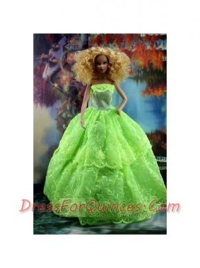 Spring Green and Lace For Amazing Barbie Doll Dress