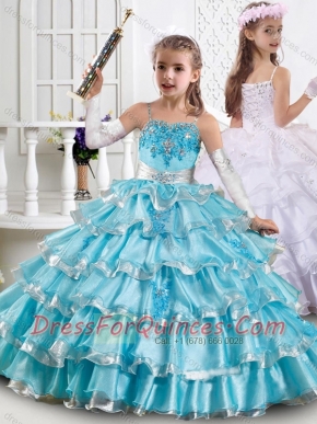 Cheap Spaghetti Straps Ruffled Layers Mini Quinceanera Dress in Organza