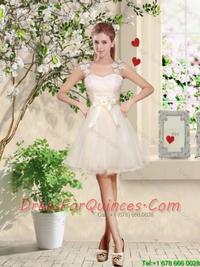 Suitable Straps Appliques and Belt Junior Dresses with Lace Up