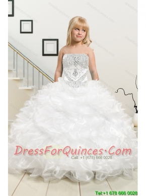 Most Popular Beading and Ruffles White Little Girl Pageant Dress