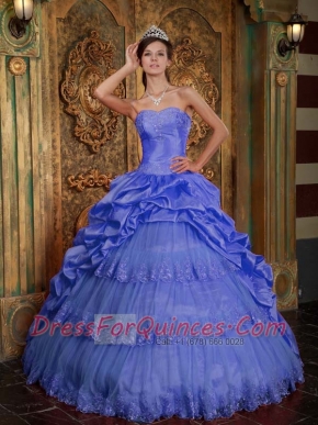 Newest Purple Sweetheart Floor-length Taffeta and Tulle Lace Beautiful Quinceanera Dress