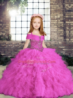 Lilac Sleeveless Beading and Ruffles Floor Length Pageant Gowns