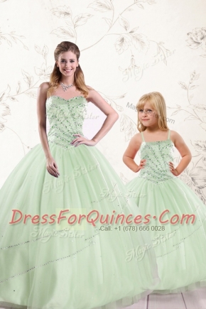 Wonderful Tulle Sleeveless Floor Length Quince Ball Gowns and Beading