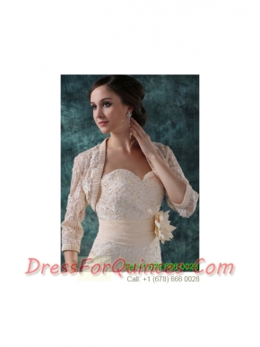 3/4 Sleeveless Lace Jacket in Champane