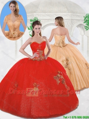 2016 Spring Sweetheart Quinceanera Gowns with Beading and Appliques