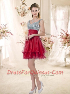 2016 Wonderful Straps Sequins and Ruching Dama Dresses in Wine Red