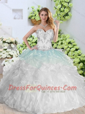 Simple Sweetheart White Quinceanera Gowns with Appliques and Ruffles