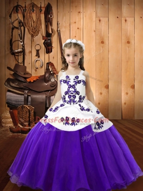 Custom Fit Purple Sleeveless Organza Lace Up Pageant Dress for Teens for Sweet 16 and Quinceanera