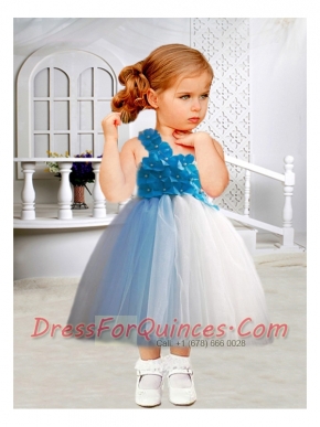 2014 One Shoulder Ball Gown Little Girl Dress with Appliques