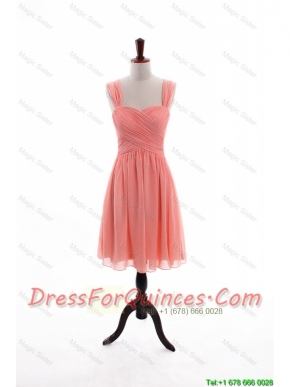 Cheap Custom Made Empire Straps Knee Length Prom Dresses with Ruching