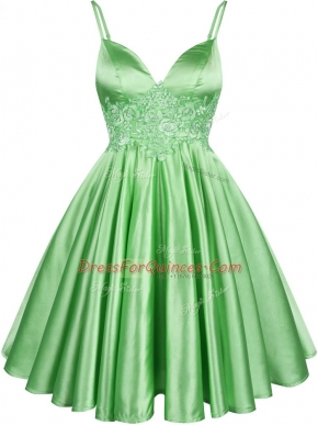 Green Sleeveless Knee Length Lace Lace Up Vestidos de Damas