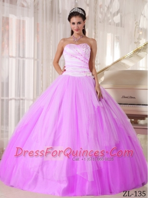 White and Pink Sweetheart 15th Birthday Dresses with  Tulle Beading