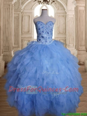 Gorgeous Tulle Beaded and Ruffled Sweet 16 Dress with Puffy Skirt