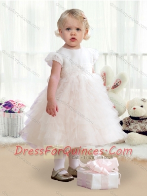 Fashionable Scoop Cap Sleeves Toddler Dress with Ruffles