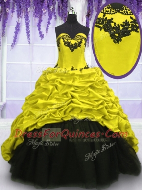 Multi-color Sleeveless With Train Appliques and Pick Ups Lace Up 15 Quinceanera Dress
