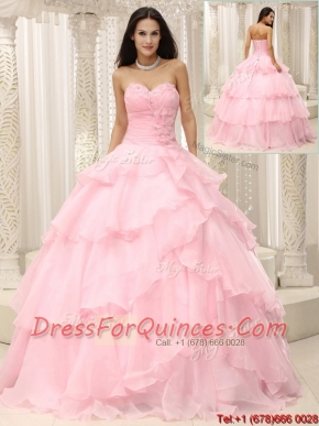 Best Baby Pink Quinceanera Gowns with Beading and Ruffles