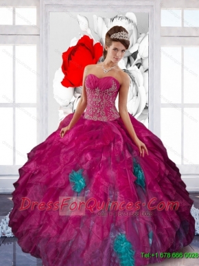 2015 Elegant Sweetheart Appliques and Ruffles Sweet Sixteen Dresses in Multi Color