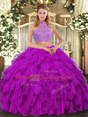 Free and Easy Sleeveless Beading and Ruffled Layers Criss Cross Quinceanera Dress