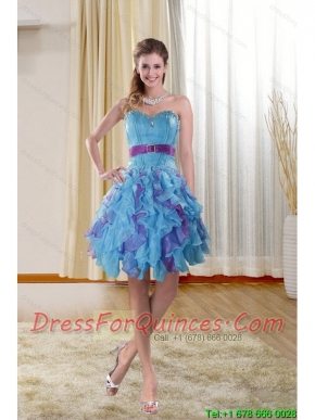 Sweetheart 2015 Junior Dresses with Ruffles and Beading