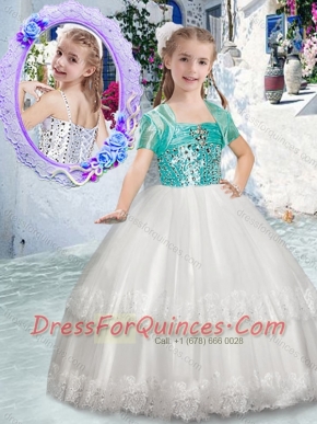 Customized Spaghetti Straps Flower Girl Dresses with Beading and Lace