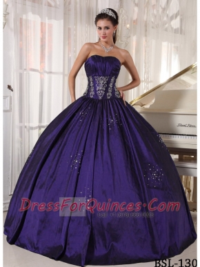 2014 Purple Sleeveless Embroidery Beautiful Quinceanera Dress For Military Ball