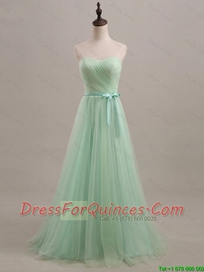 Cheap Exquisite 2016 Summer Apple Green Prom Dresses with Sweep Train
