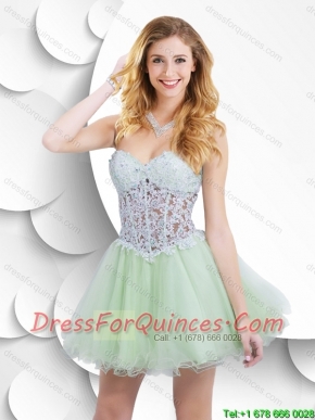 Luxurious A Line Laced Short Prom Gowns with Mini Length